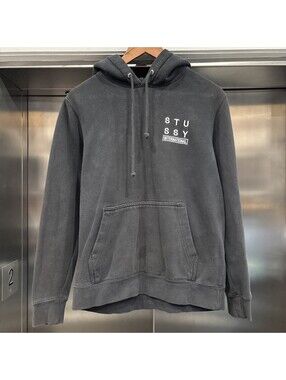 Stussy International Black Y2K Hoodie Mens Streetwear Sz S